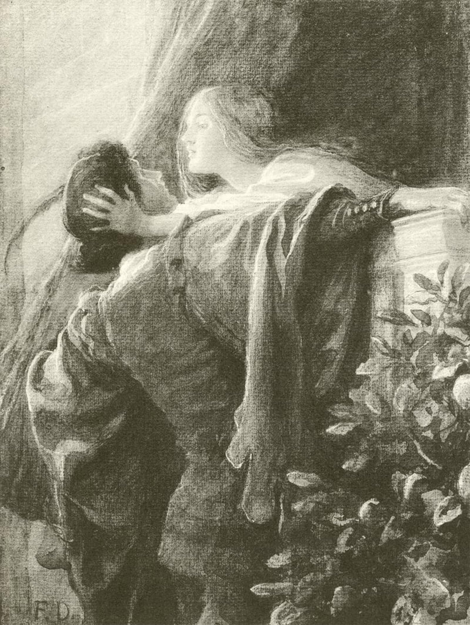 ARTXLXXBN Famous Art Print Poster Vintage Wall Art O Think'st Thou We Shall Ever Meet Again by Frank Dicksee Canvas Art Poster for Home Decor 60x90cm