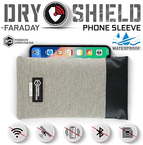 Miniatura 2 de Mission Darkness Dry Shield Faraday - Funda para teléfono celular, delgada, impermeable, para teléfonos celulares + forro de protección RF, bloqueo