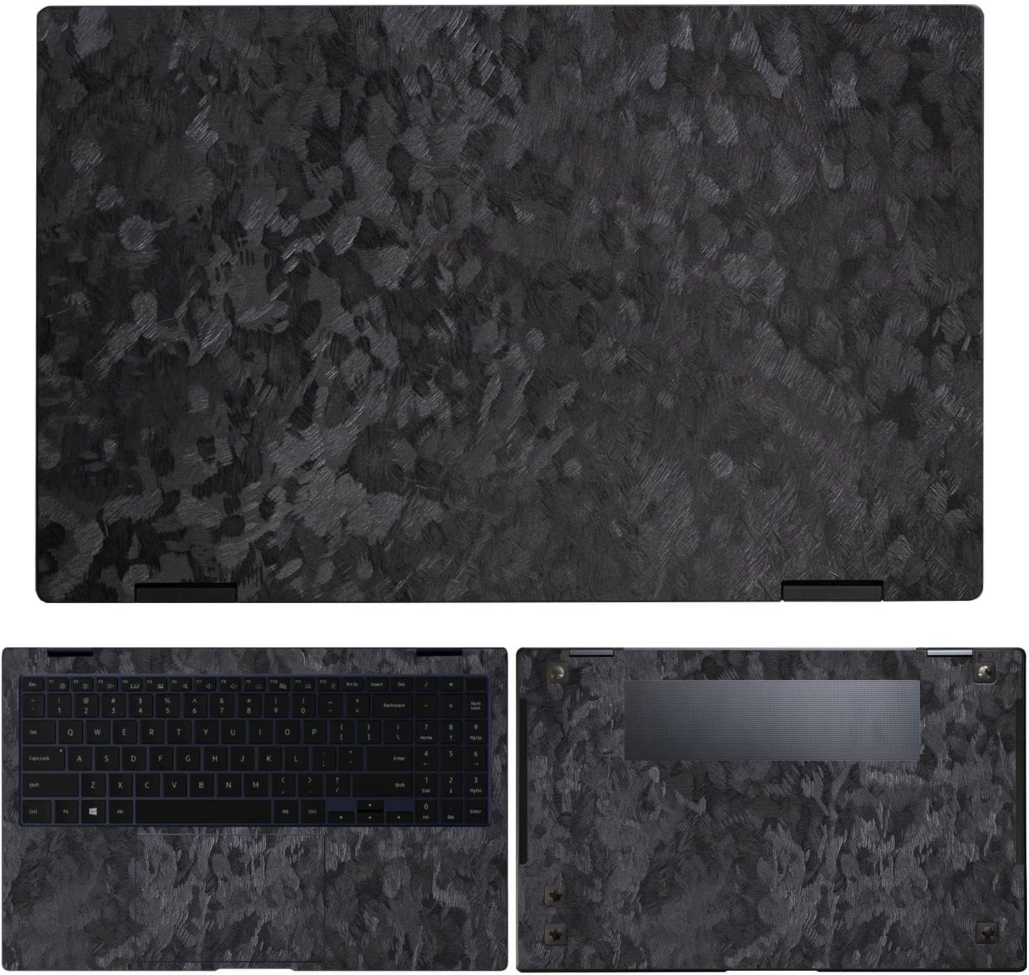 SopiGuard Sticker Skin for 2025 Samsung Galaxy Book5 Pro 360 16" Edge-to-Edge Vinyl Wrap Include Top, Keyboard, Bottom Panels (Forged Carbon)