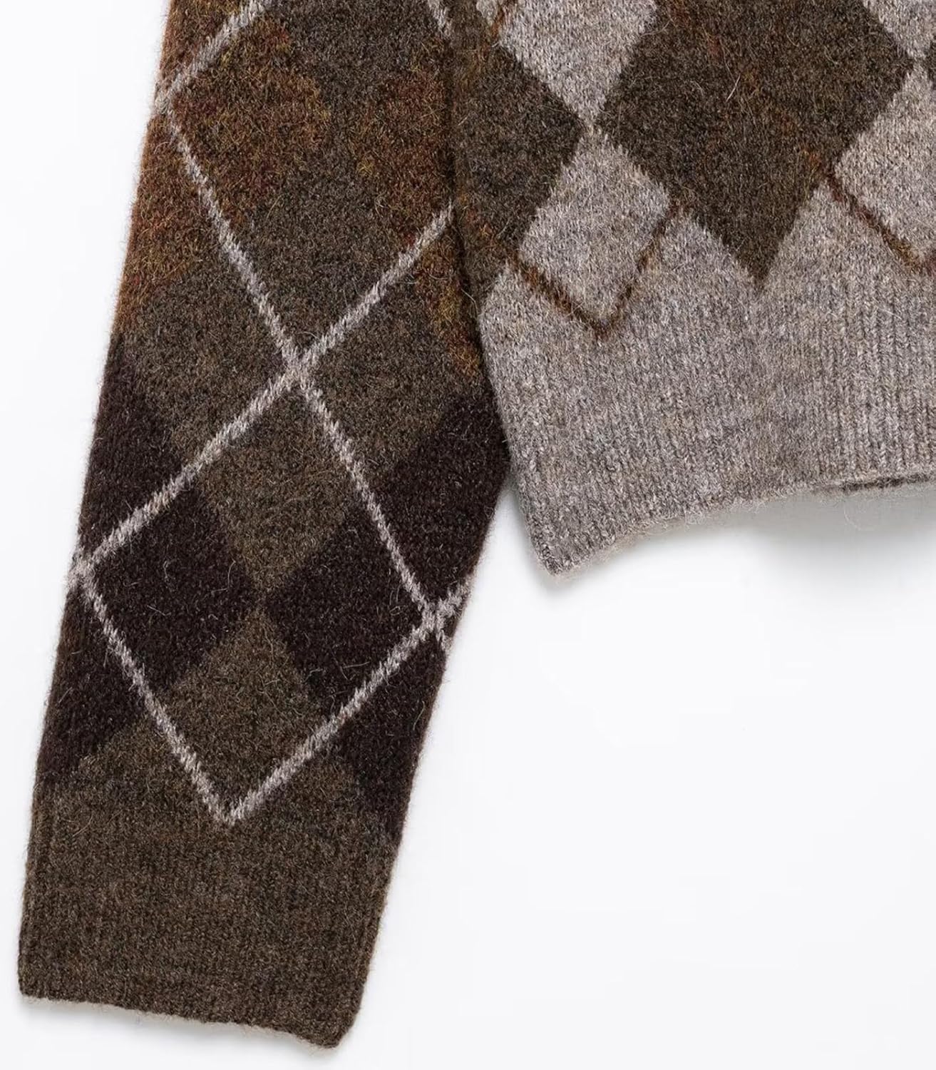 Women 2025 Fall Cropped Cardigan Sweater Long Sleeve Plaid Chunky Knit Cardigan Button Down Winter Fashion Clothes Brown Medium - Image 6