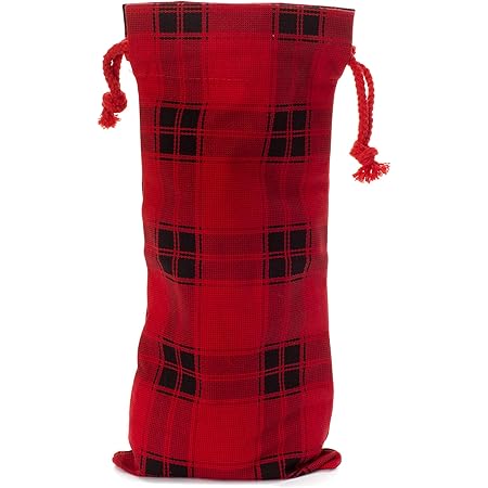 buffalo plaid wine bolsa