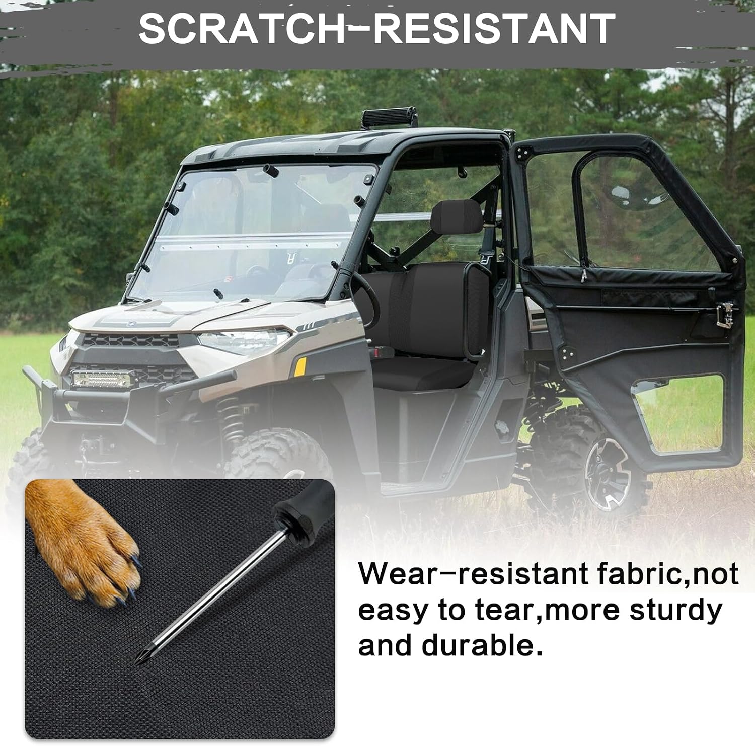 LKV Ranger 1000 Seat Covers with Headrest Covers,1680D Waterproof Repellent UTV Seat Cover Compatible with Polaris Ranger 1000/ XP 1000/Crew XP 1000 2017-2025, Split Bench Seat Covers