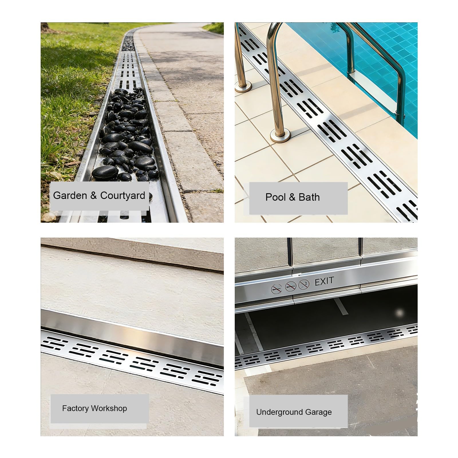 QWEASDF Canaleta de desagüe Canal Drenaje Acero Inoxidable Rectangular,Panel de Linea