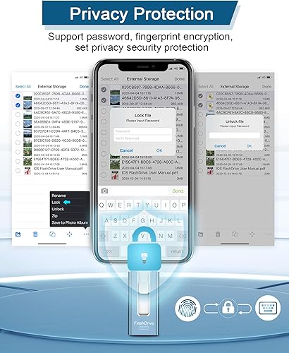 Miniatura 6 de Unidad flash USB de 256 GB para teléfono y almohadilla, memoria USB externa de alta velocidad para guardar más fotos y videos (azul, 256 GB)