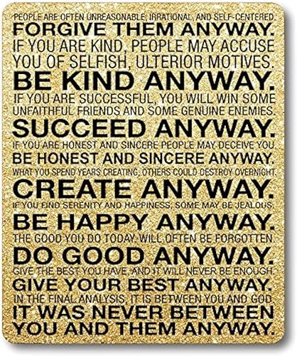 Smooffly Alfombrilla de mouse para juegos personalizada, madre Teresa de todos modos con cita de 9.5 x 7.9 pulgadas (9.449 in x 7.874 in x 0.118 in)