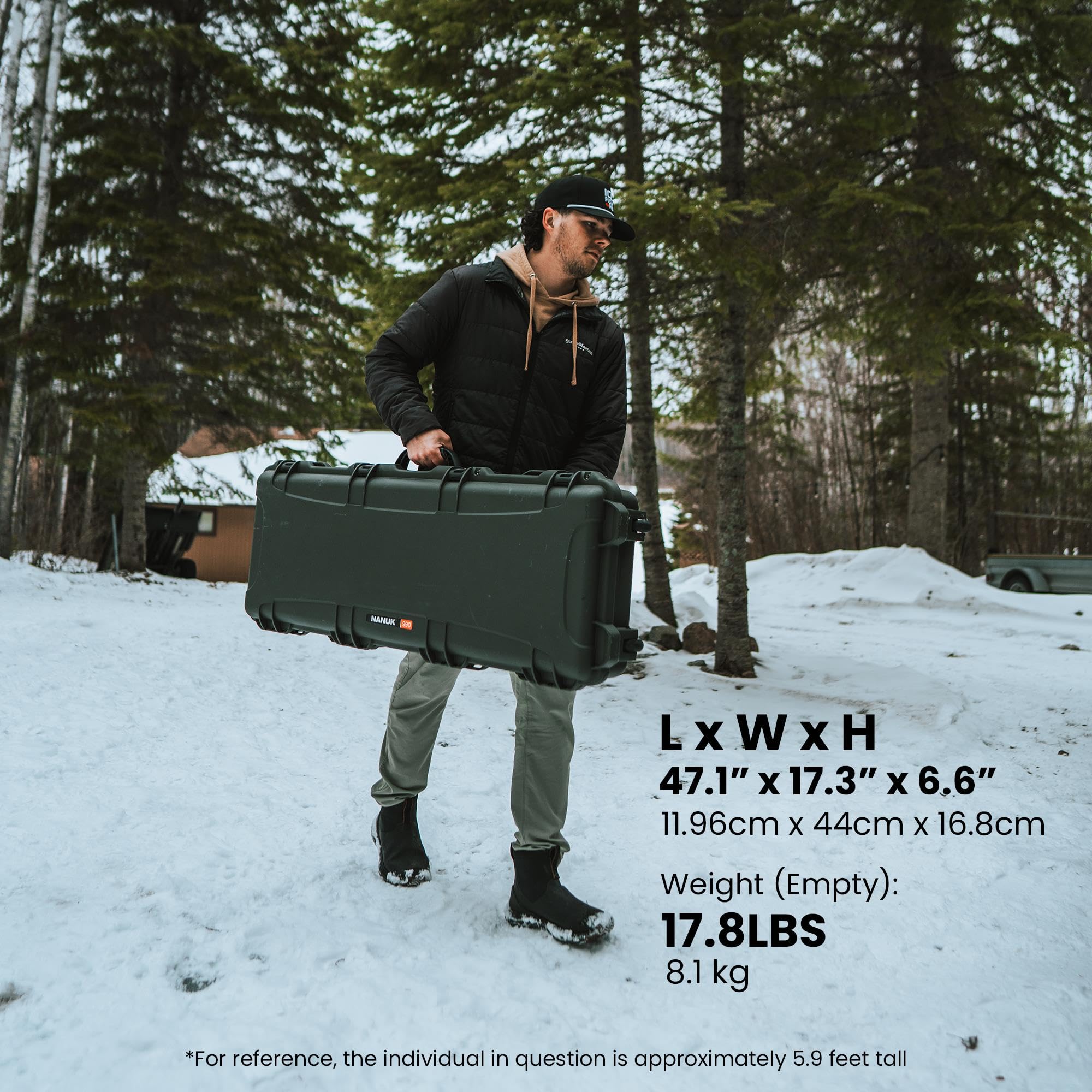 NANUK Custodia rigida con ruote, lunghezza da 101,6 cm a 119,4 cm, inserto in schiuma su misura, impermeabile IP67 e indeformabile, costruzione robusta per la massima protezione, prodotta in Canada