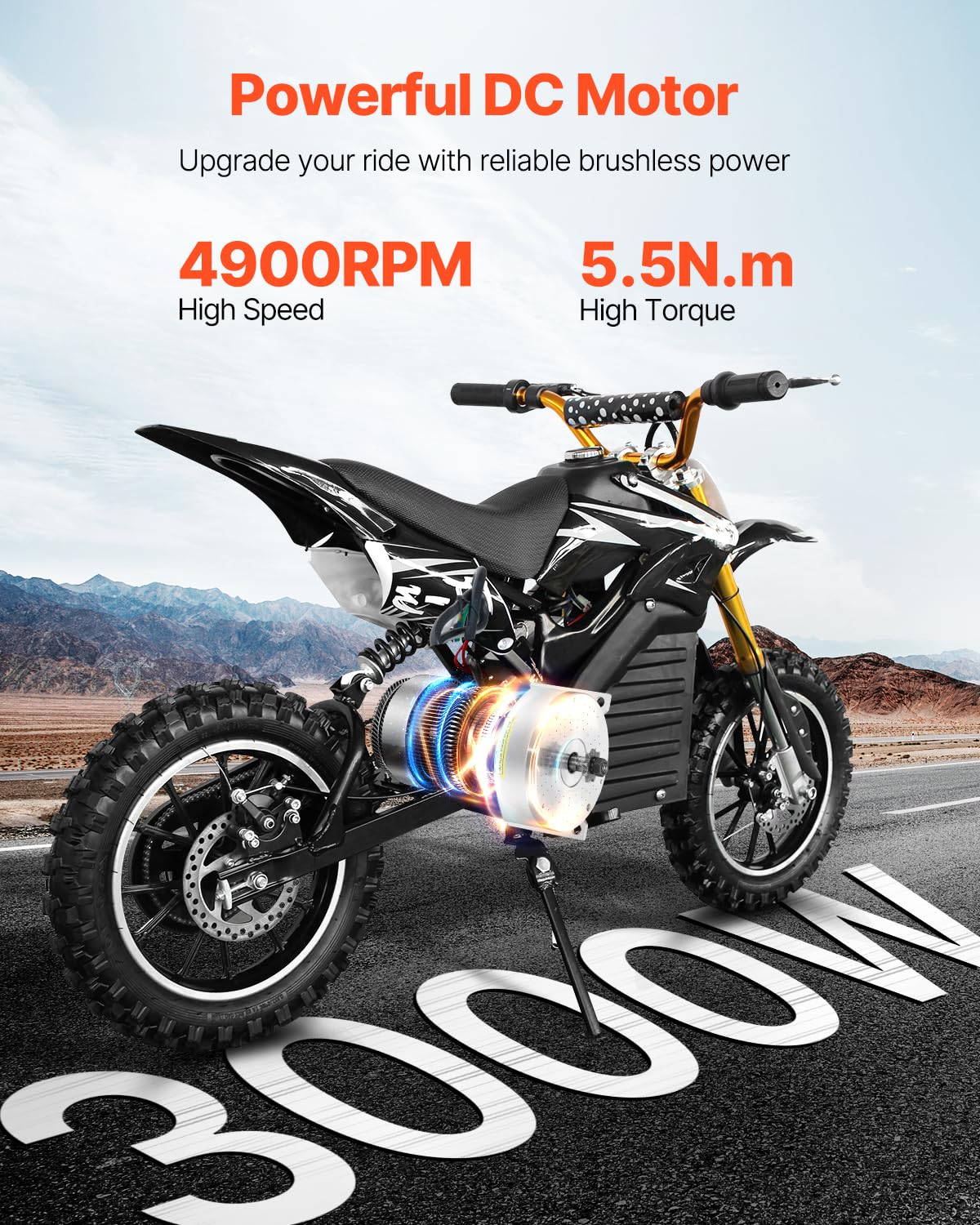VEVOR 3000W Electric Brushless DC Motor Kit - 72V 4900rpm Motor with Upgraded Speed Controller and Throttle Grip Kit for Go Karts E-Bike Motorcycle Scooter DIY