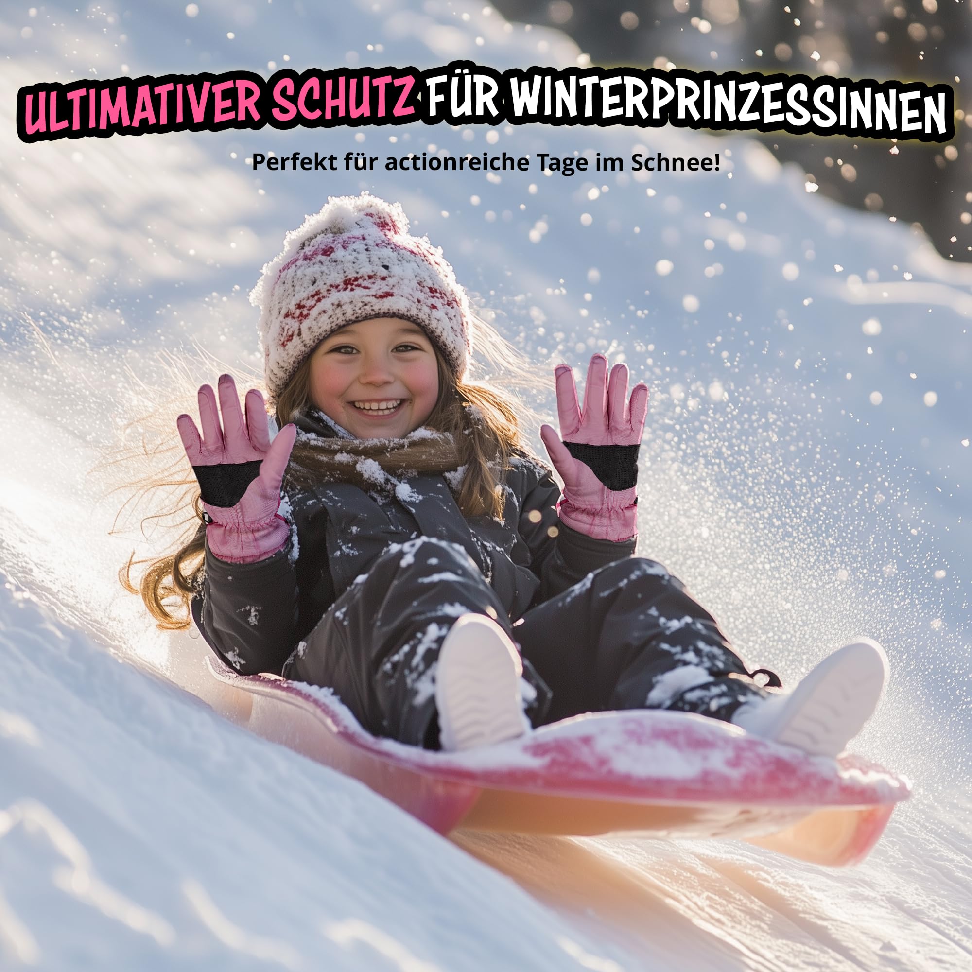 United Labels Barbie - Guantes de esquí infantiles para niña, guantes de invierno impermeables y resistentes al viento, guantes de nieve, guantes cálidos para snowboard y esquí rosa