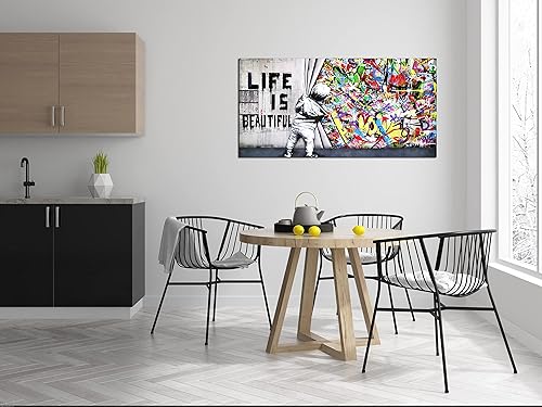 Miniatura 142 de JKWALL77 Arte de pared de graffiti – Decoración de pared de arte abstracto grande – Arte de pared en lienzo para sala de estar, listo para colgar