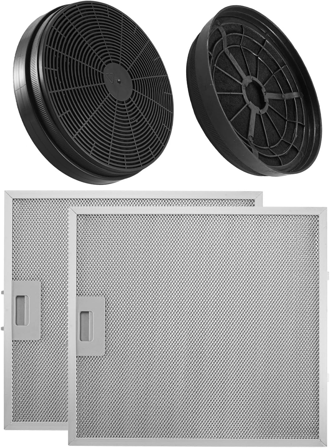 2Pcs Aluminum Grease Range Hood Filter WA0575 and 2Pcs Charcoal Filter CACF003 Fit for CIARRA COSMO Hauslane Vissani 30Inch Pyramid or Wall Mount Range Hood, 5-Layer Aluminum Mesh Structure