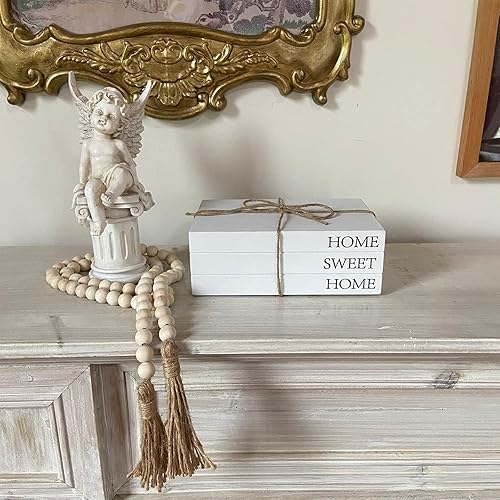 Miniatura 5 de Libros decorativos para decoración del hogar, libros de imitación blancos para decoración, libros de exhibición apilados de granja rústica con