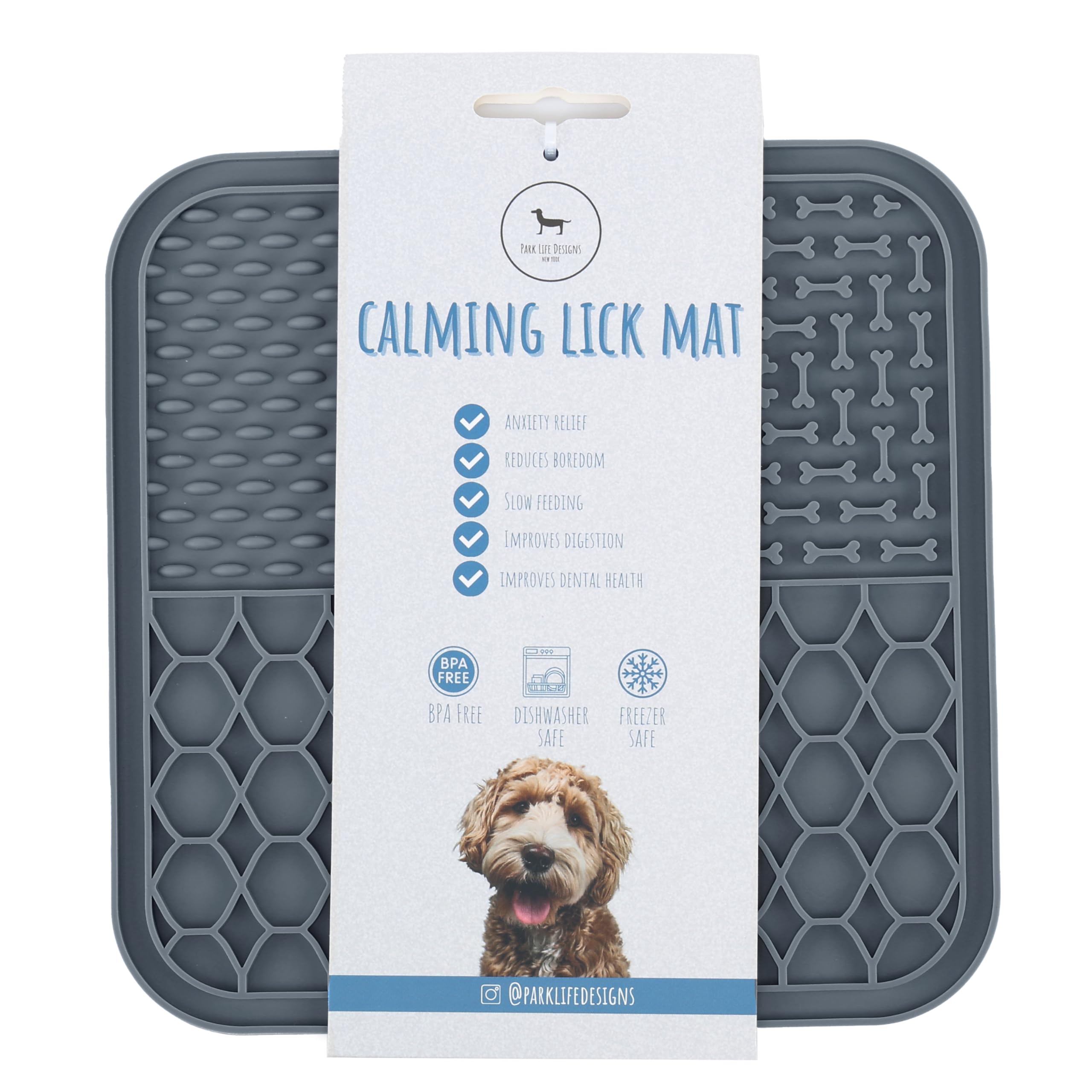 Park Life Designs Calming Lick Mat, 9-Inch, Silicone, Dark Grey