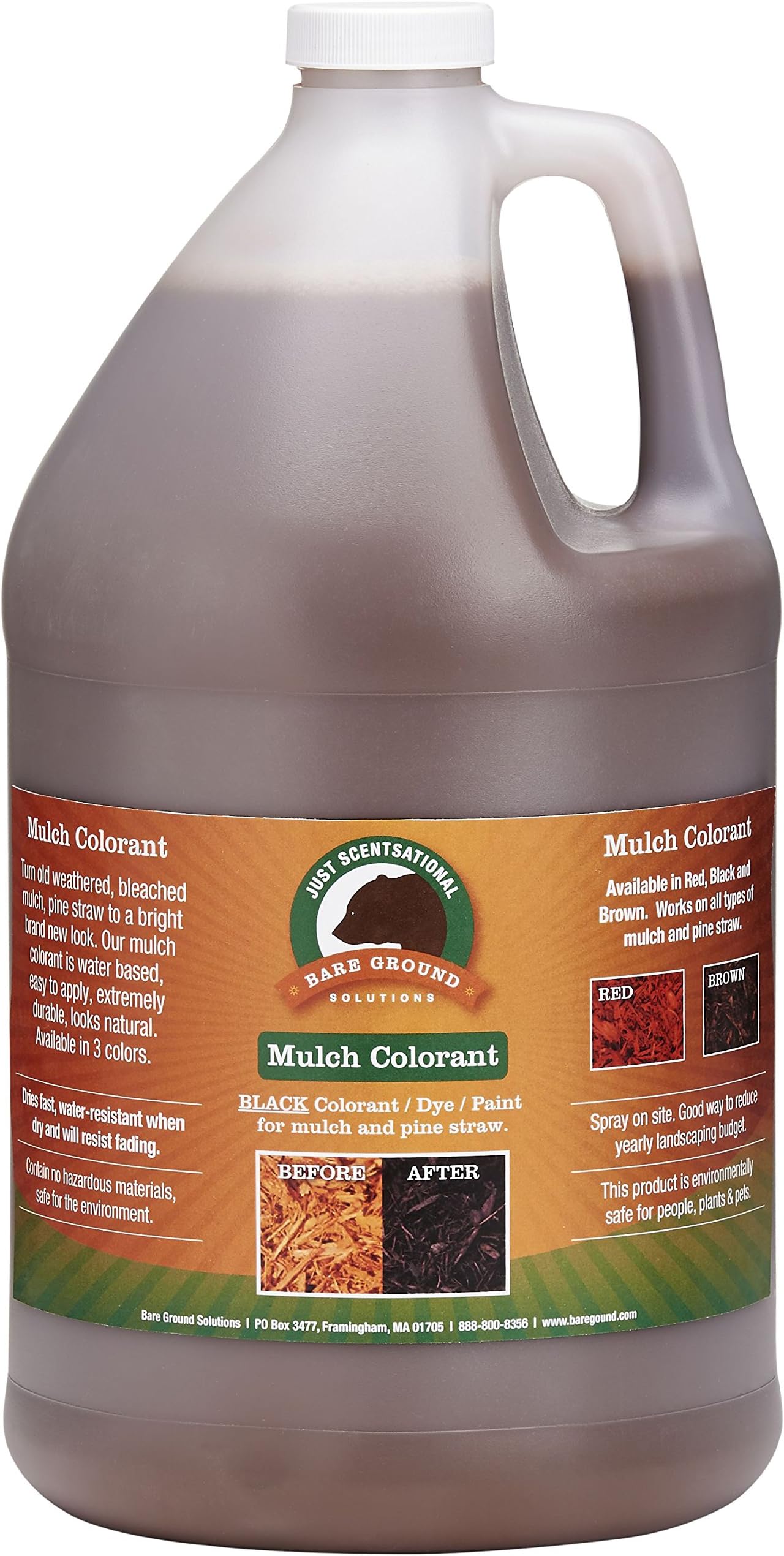 Just Scentsational Bare Ground Solutions MC-128BRN Bark Mulch Colorant, 128 oz, Brown