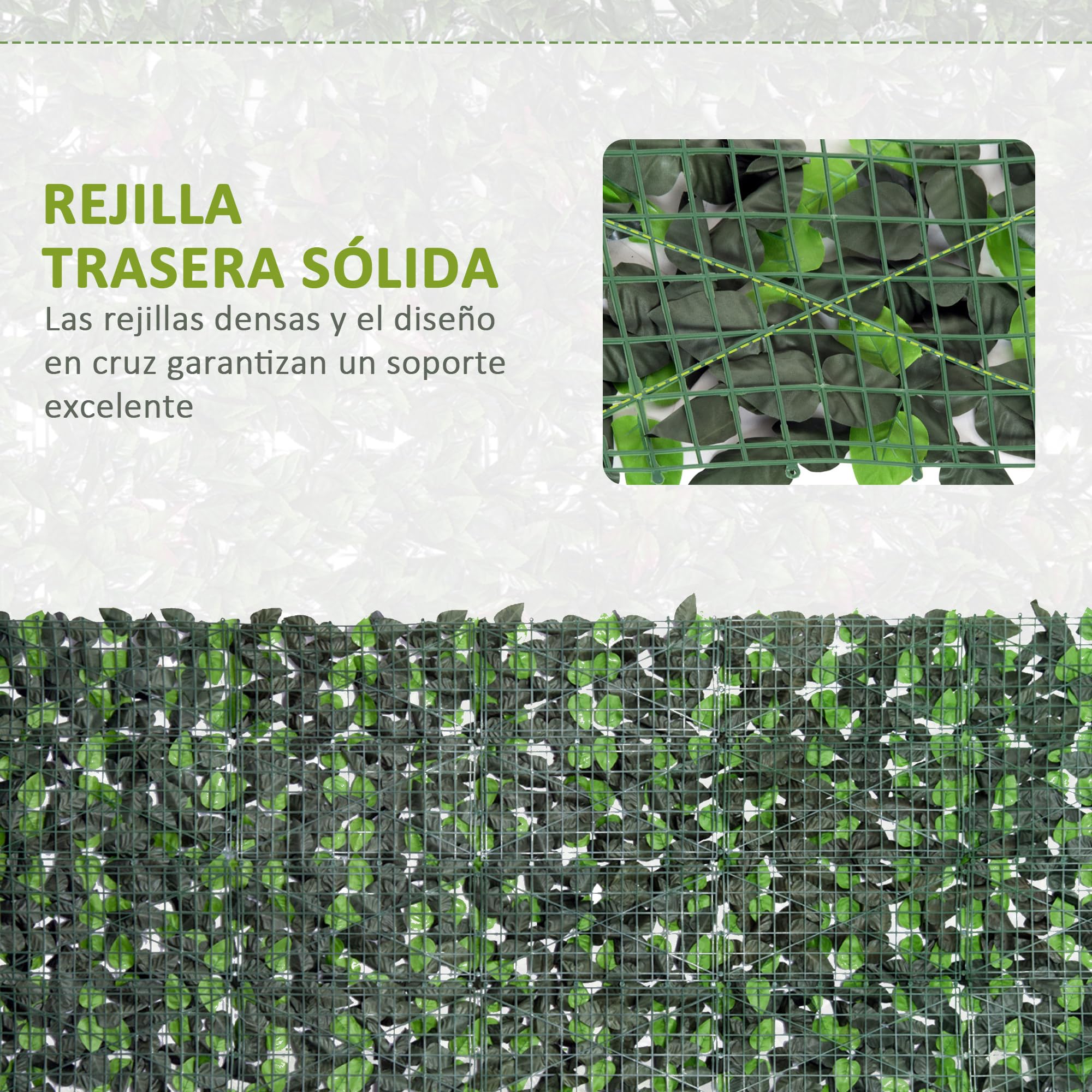 Outsunny Seto Artificial en Rollo 3x1 m Pantalla de Cerca de Privacidad para Balcón Valla Jardín Exterior Planta Decorativa de Pared PE Fácil Montaje Verde