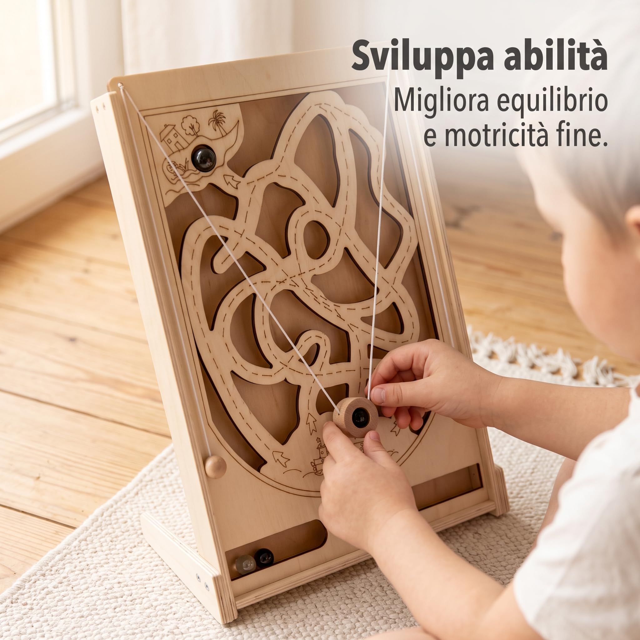 Qianly in Legno con Avventura Pirata per Allenare Coordinazione Mano Occhio E Controllo Fine Gioco da Tavolo con Struttura Robusta Adatto per Giochi Famiglia, Multiforo