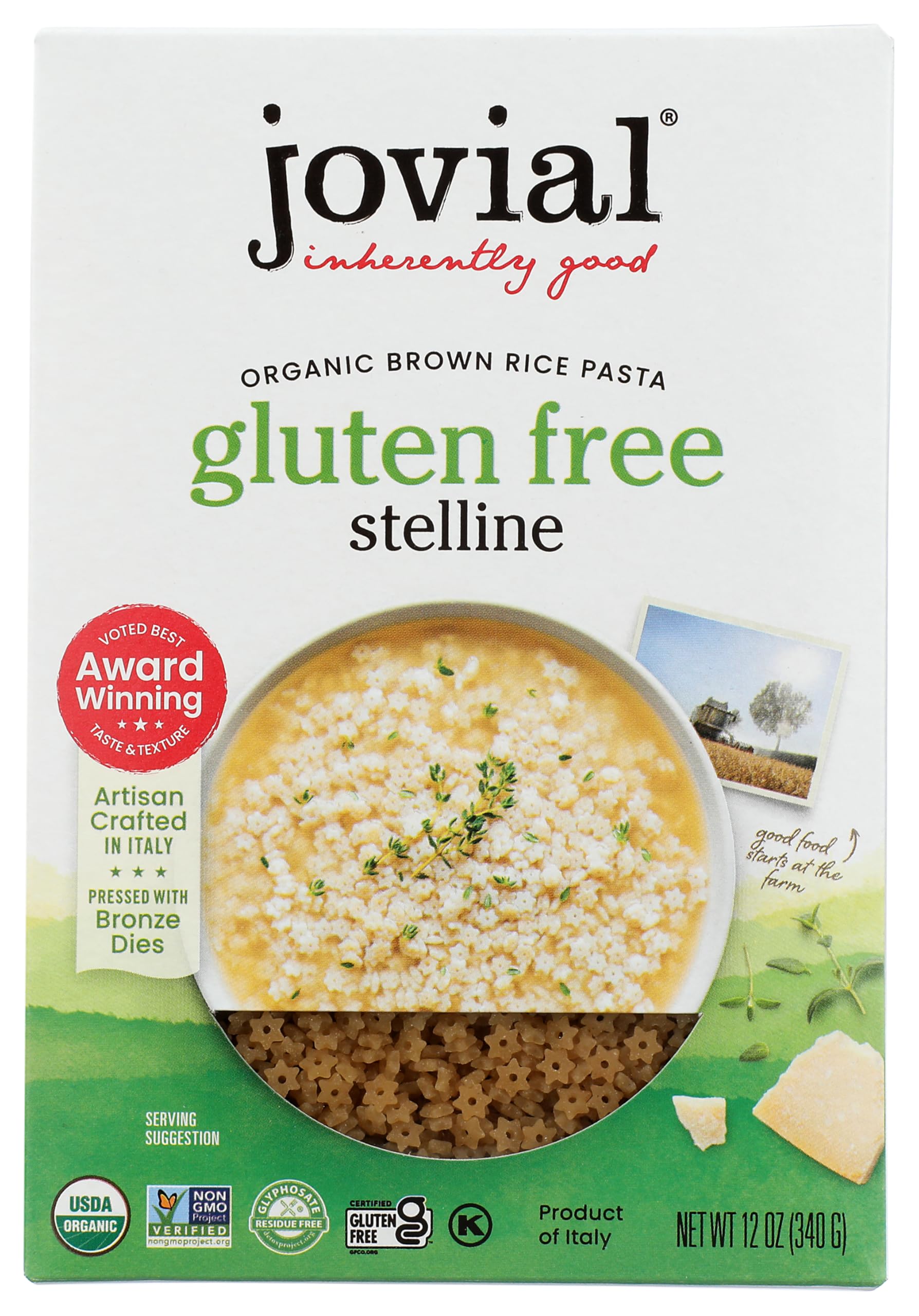 Jovial Pasta Brown Rice Stelline 12 Oz