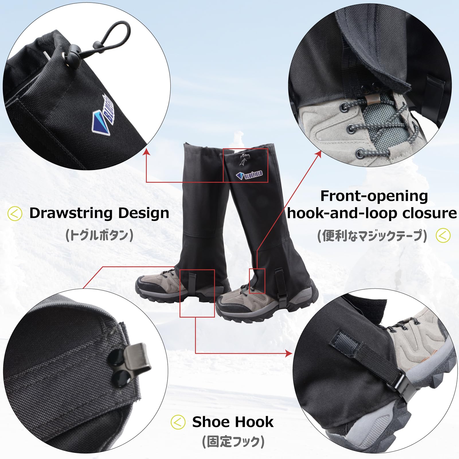 Azarxis Outdoor Gamaschen wasserdichte Wandergamaschen Atmungsaktive Beinschutz Gaiter Herren Damen Regengamaschen für Wandern Jagd Fahrrad