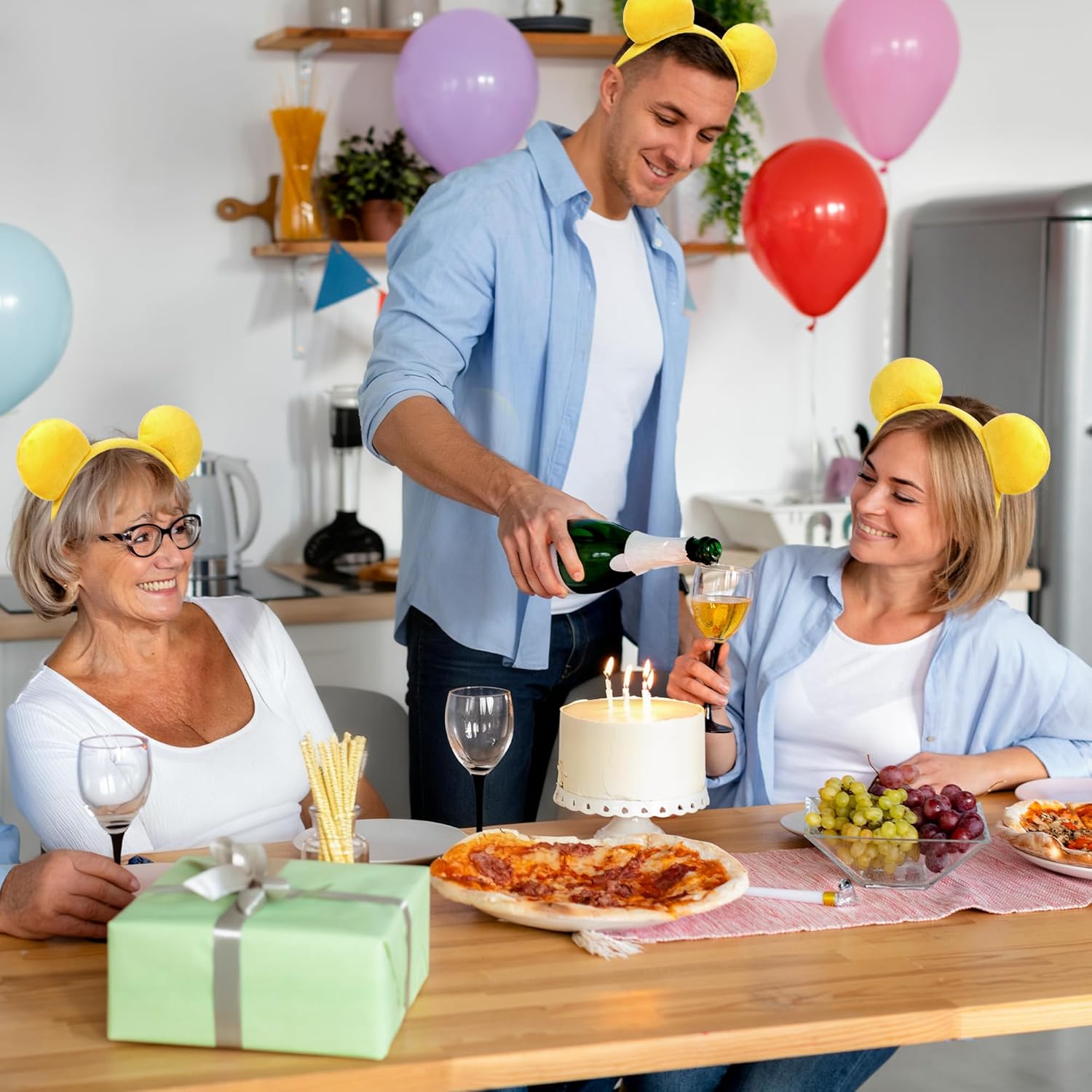 Yellow Bear Ears Headband and Tail, Halloween Costume for Adult Women, Yellow Ears Headband for Cosplay Accessories Party Supplies - Image 6