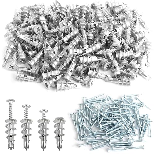 Miniatura 7 de Juego de 240 anclajes y tornillos de zinc para paneles de yeso autoperforantes, anclajes de pared de metal resistente y tornillos #8 x 1 pulgada