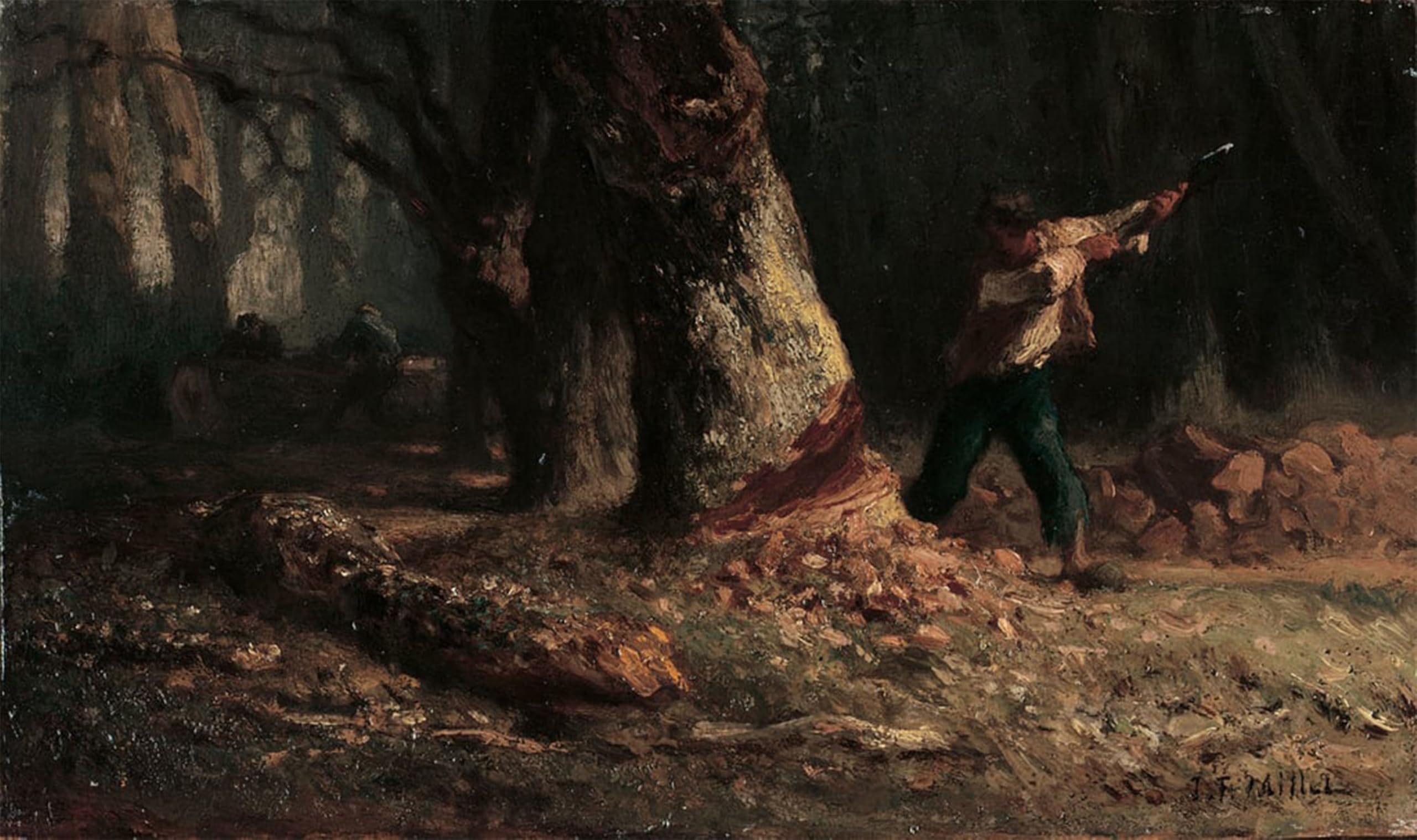 HRJUBWREE Oil Painting Prints on Canvas Painting Picture Woodcutter in the Forest by Jean Francois Millets Artwork Canvas Prints for Office Decor 60x90cm