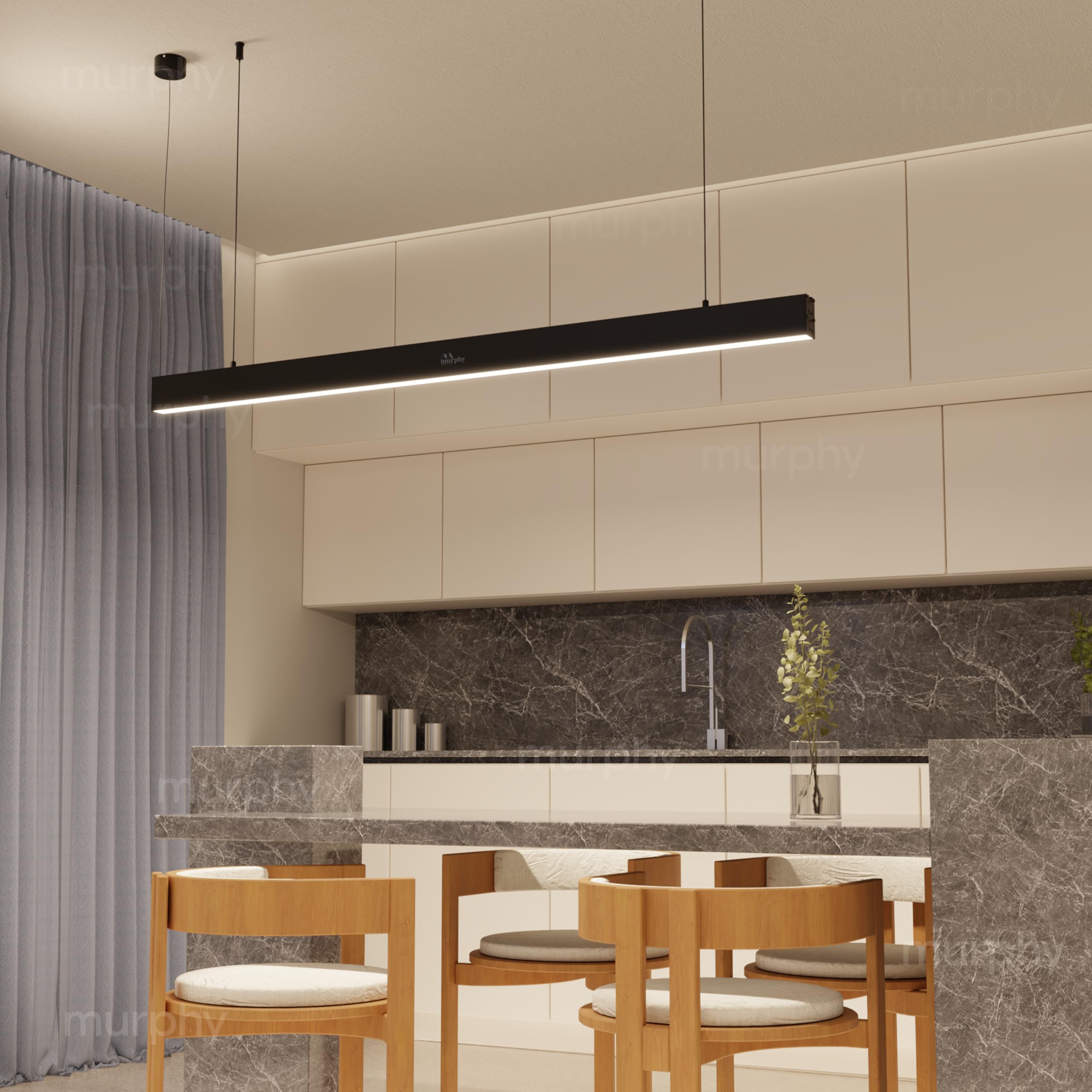 Murphy Black 4ft LED Hanging Profile Pendant Light, 45W Natural White, 2-Year Warranty, Aluminium Body, Adjustable Wire – Linear Ceiling Light for Office, Home & Commercial – Pack of 1-image-25