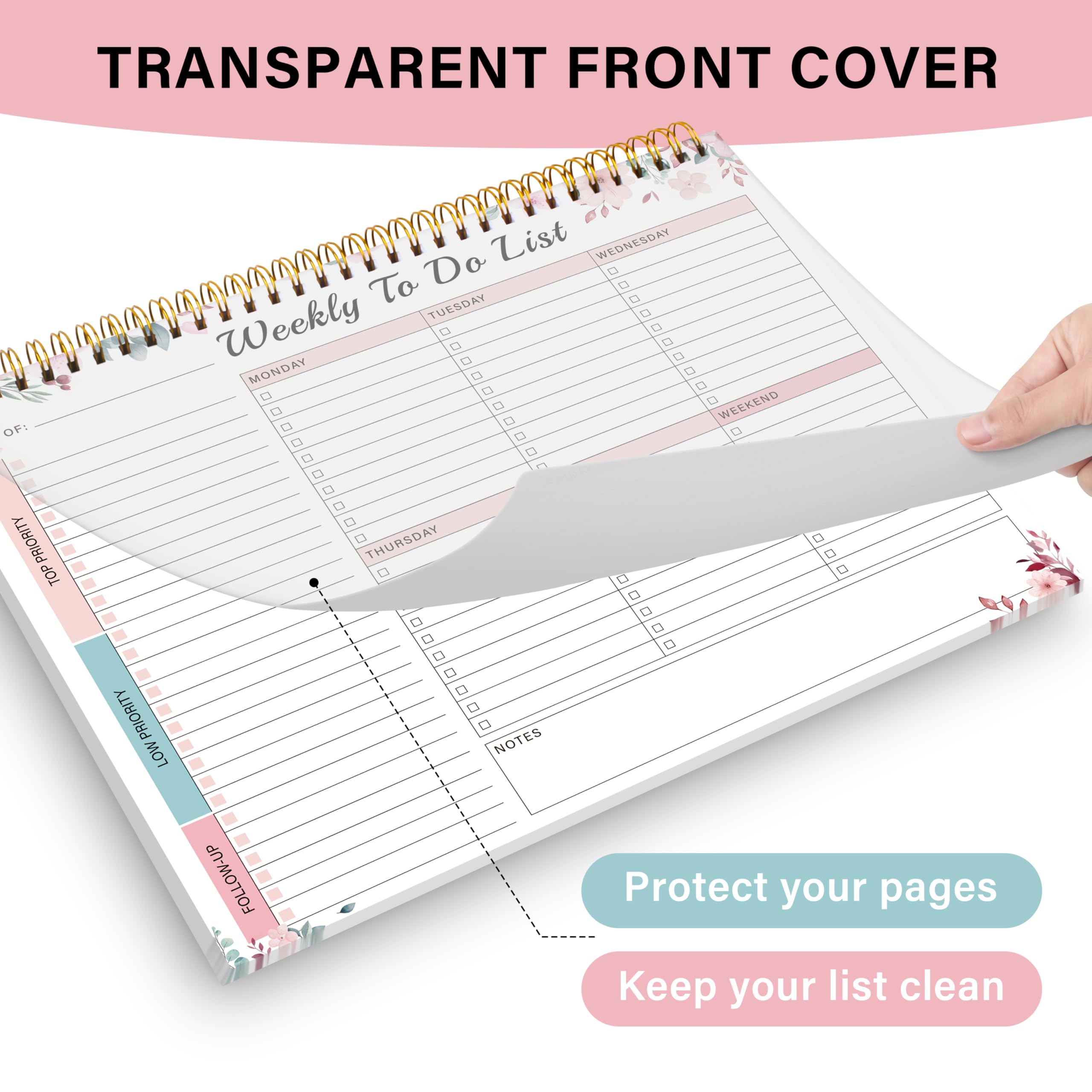 Desk Planner With Spiral Binding Weekly To Do List Notepad - 52 Undated ...