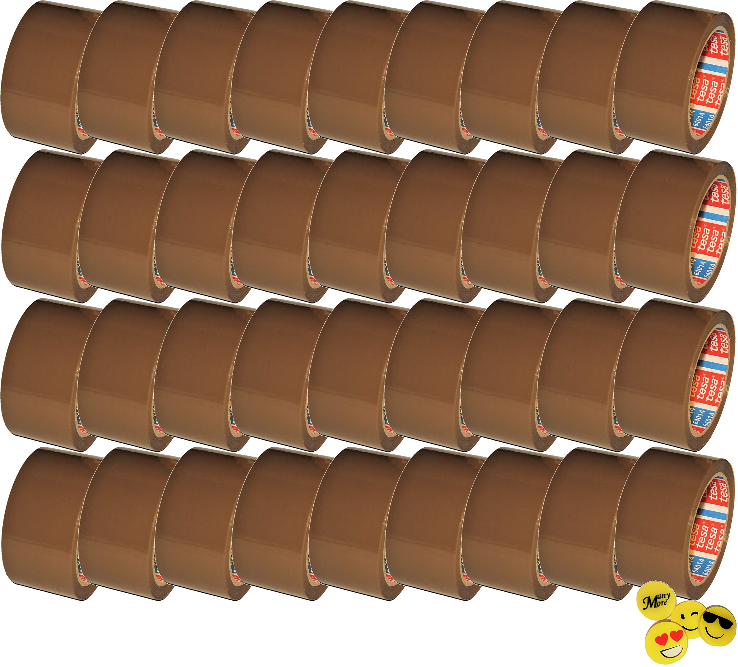 tesa 64014 Paketklebeband 36 Rollen braun - 50mm x 66m - leise abrollendes Packband + 1 Gratis ManyMore Radierer