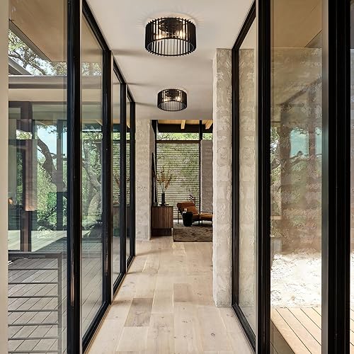 Miniatura 7 de Zlepmlla Moderna lámpara de techo de montaje empotrado negra  bombilla incluida, lámpara de granja para cocina, isla, entrada, porche, vestíbulo,