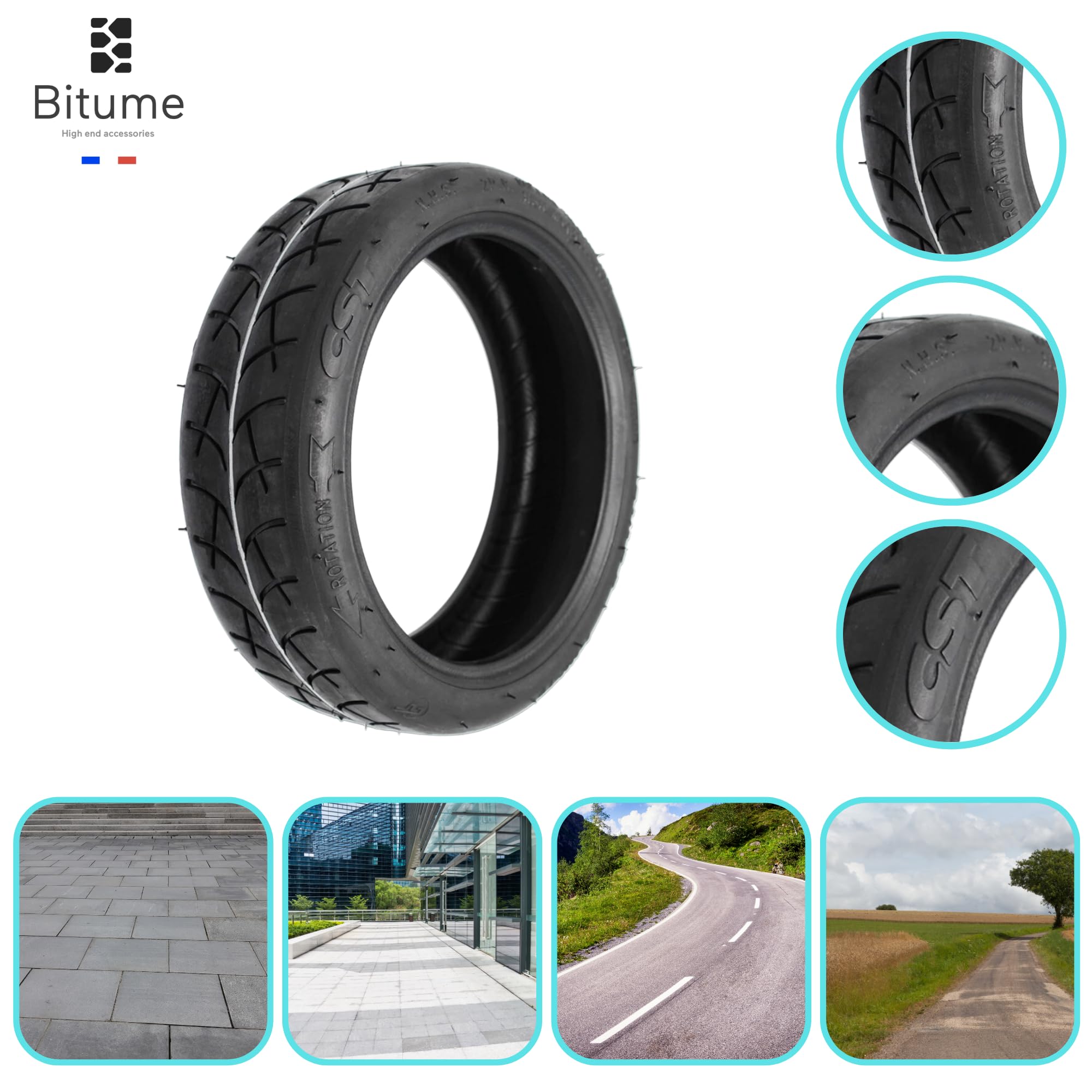 BITUME | Pneu Renforcés CST V3 pour Trottinette Électrique Dualtron Mini (2 Pneus)
