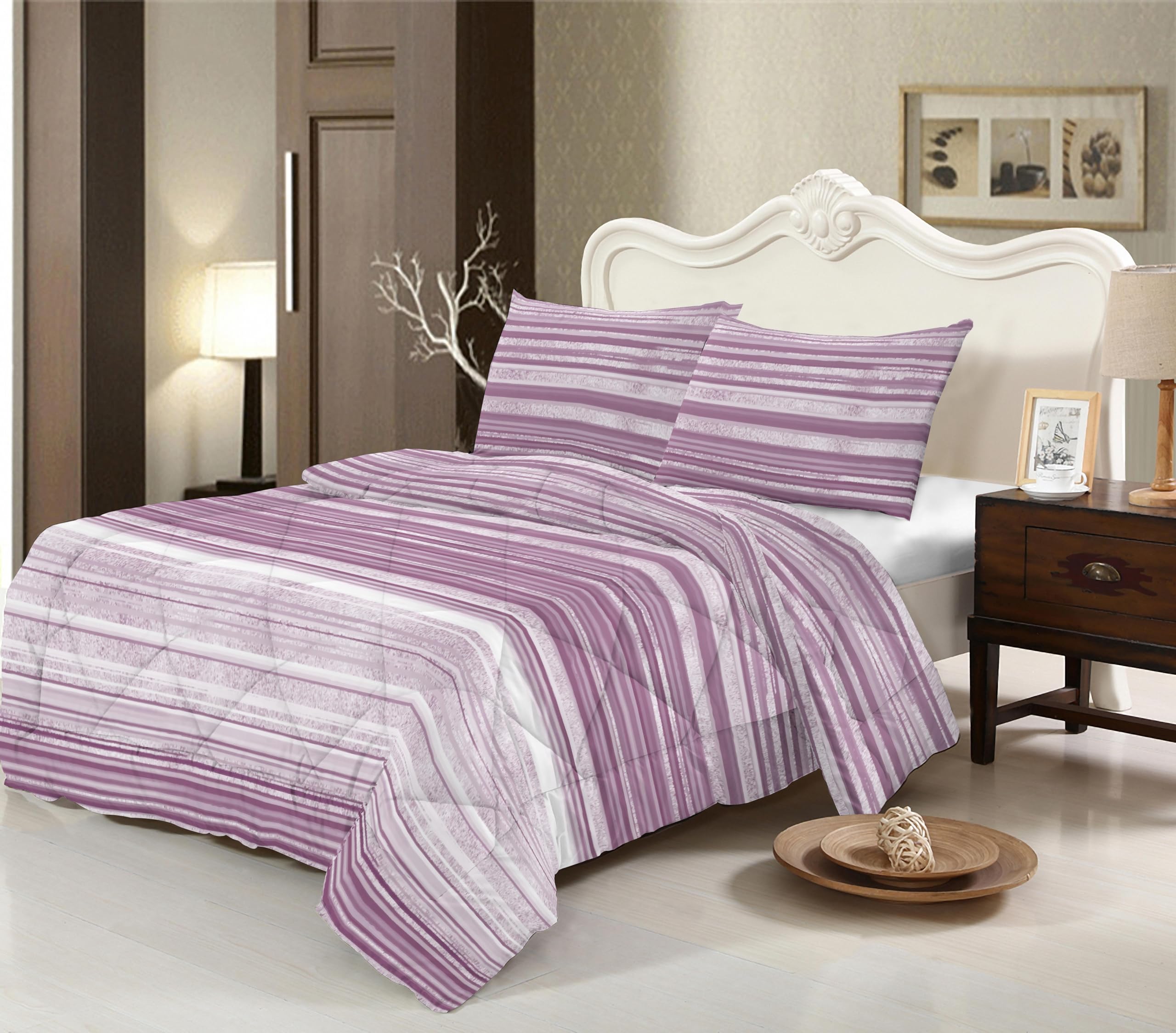 Edredón Nórdico para Cama 135 (230x260 cm) - Relleno de Fibra 250gr/m2, Diseño Estampado Reversible, Suave, Transpirable, Hipoalergénico, Ligero y Cálido para Invierno y Entretiempo (Chicago)