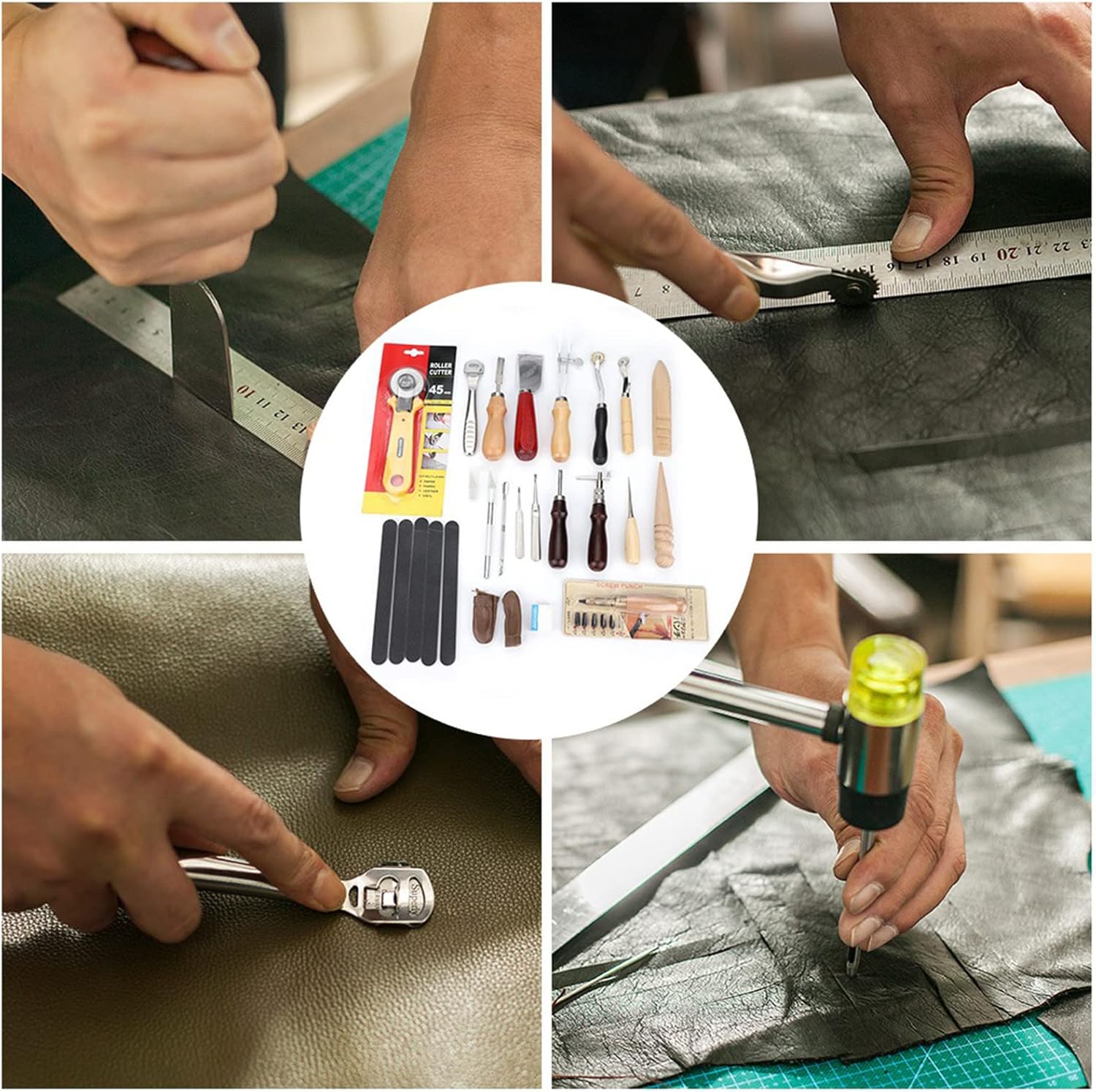 Groover パンチキット 20 個プロフェッショナルレザークラフト DIY 手縫いステッチ作業 Groover パンチキット 2