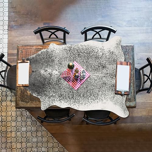 Miniatura 7 de Alfombra de piel de vaca sintética para sala de estar, 4.6 x 5.2 pies, color gris, alfombra de piel con estampado de vaca para dormitorio, alfombra