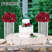 Vista 5 de Bolas de flores de rosas rojas para centros de mesa: 6 piezas de centros de mesa de flores de diámetro de 11.8 pulgadas para mesas en decoración