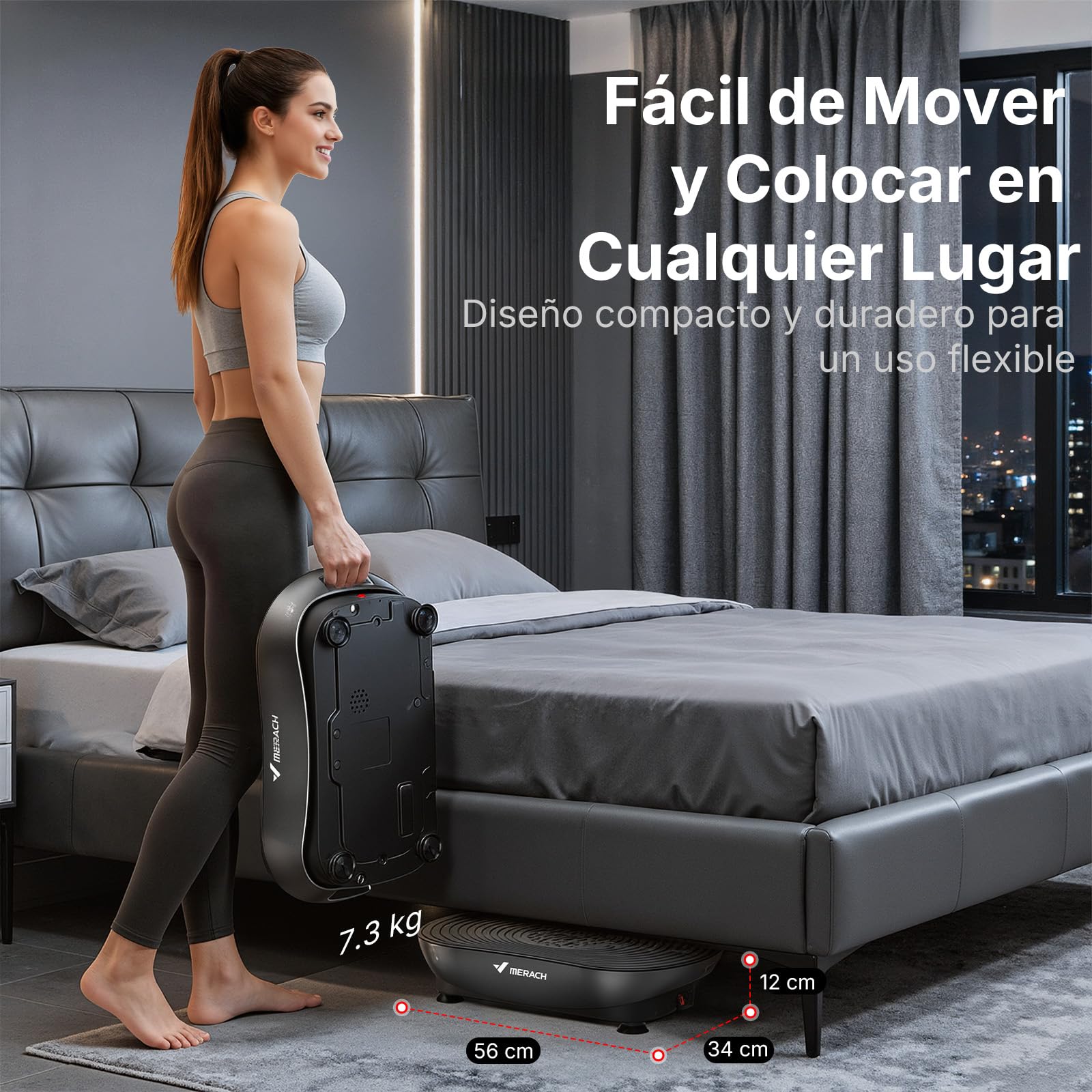 MERACH Plataforma Vibratoria para Entrenamiento Y Modelado, con 99 Niveles De Velocidad, Altavoz Bluetooth Integrado, Pantalla Táctil Led Y Cordones Elásticos