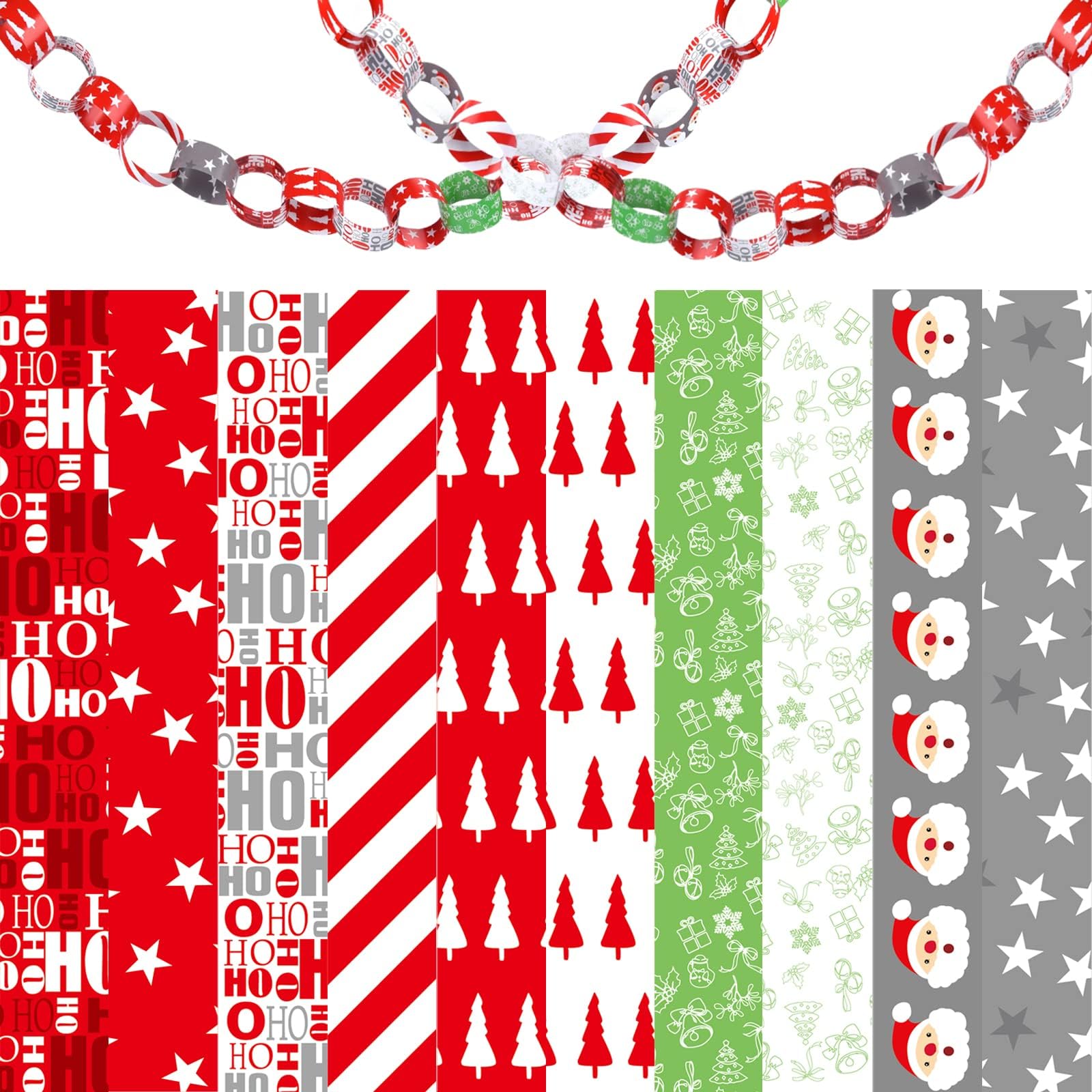 MIAHART300Pcs Merry Christmas Paper Chains Festive Craft Paper Links for Festive Party Decorations