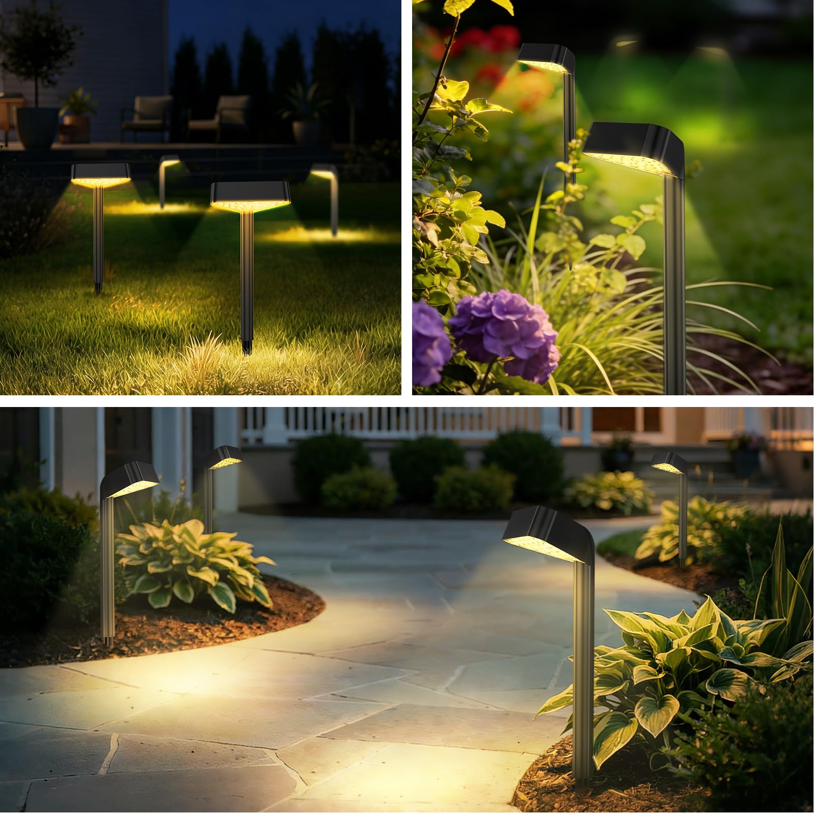 Solarlampen für Außen Garten, 8X15 LEDs Hell Gartenleuchten Solar | 12-14H Lange Laufzeit & Auto On/Off, Moderne Solarleuchten Garten Winterfest für Rasen, Terrasse, Hof, Gehweg, Garten Deko