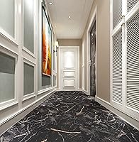 Vista 7 de FunStick Azulejos de suelo de mármol negro para despegar y pegar, impermeables, de 12 x 12 pulgadas, autoadhesivos, azulejos de vinilo para despegar