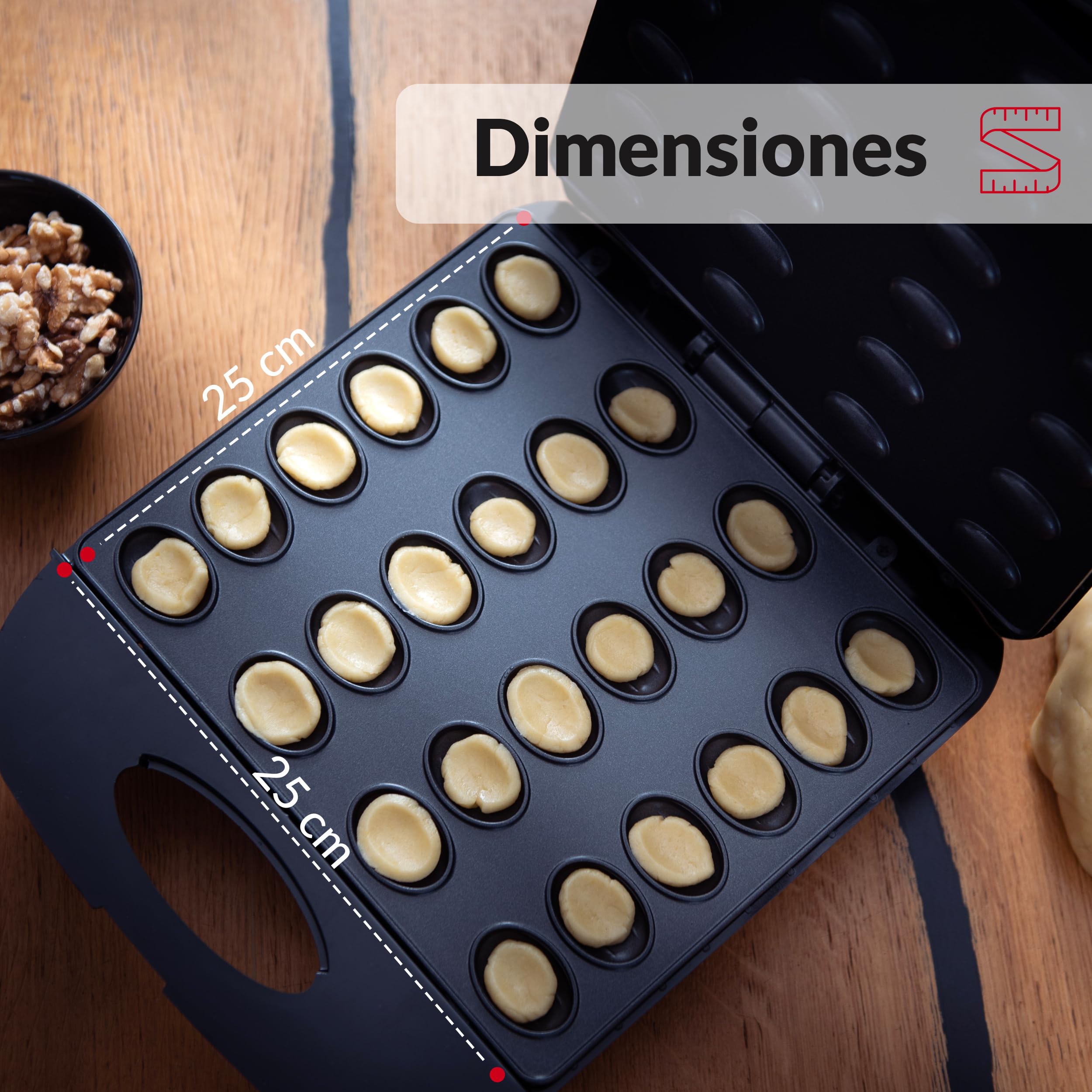 LEHMANN Nuttster Maquina para Hacer Nueces, 1700 W, Antiadherente, 24 Mitades de Nueces, Electrodomésticos de Cocina Ideal para Galletas Oreshki con Relleno de Crema