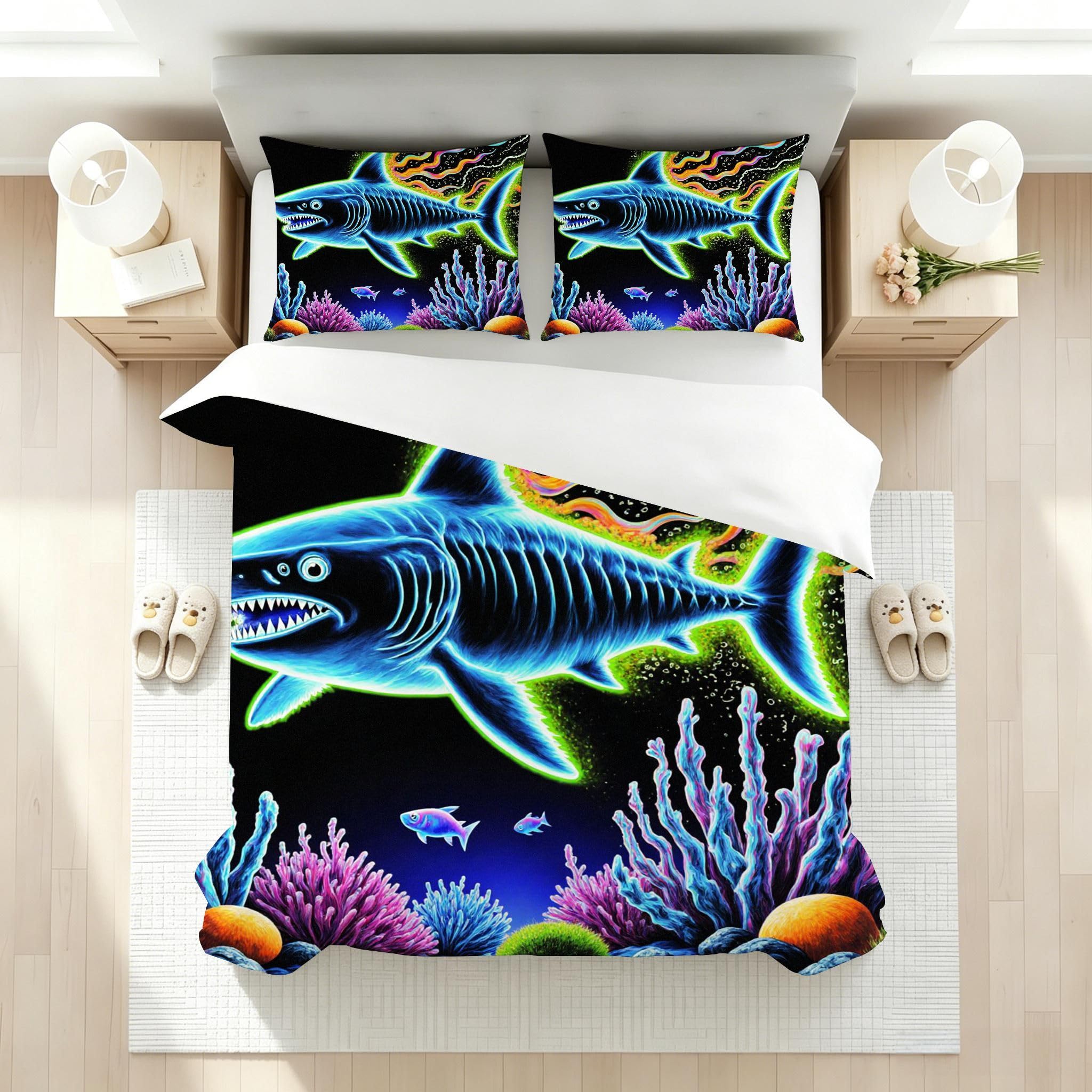 Funda Nórdica Cama 180, 240x260 cm Tiburón Azul, AQ2304