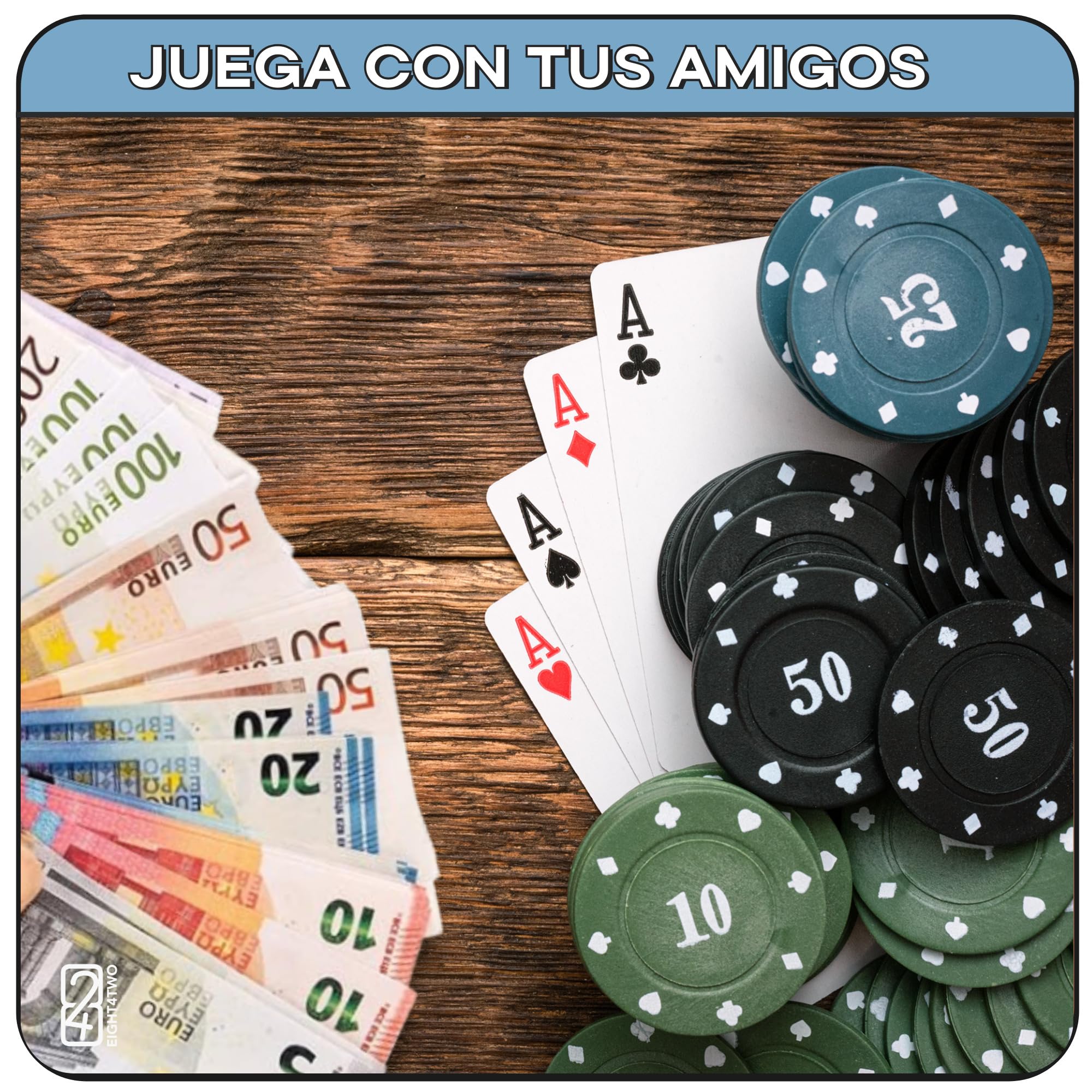 EIGHT4TWO® 175 Piezas de Dinero Juguete - Billetes de 5, 10, 20, 50,100, 200, 500 con tamaño al 75% - (25x7).