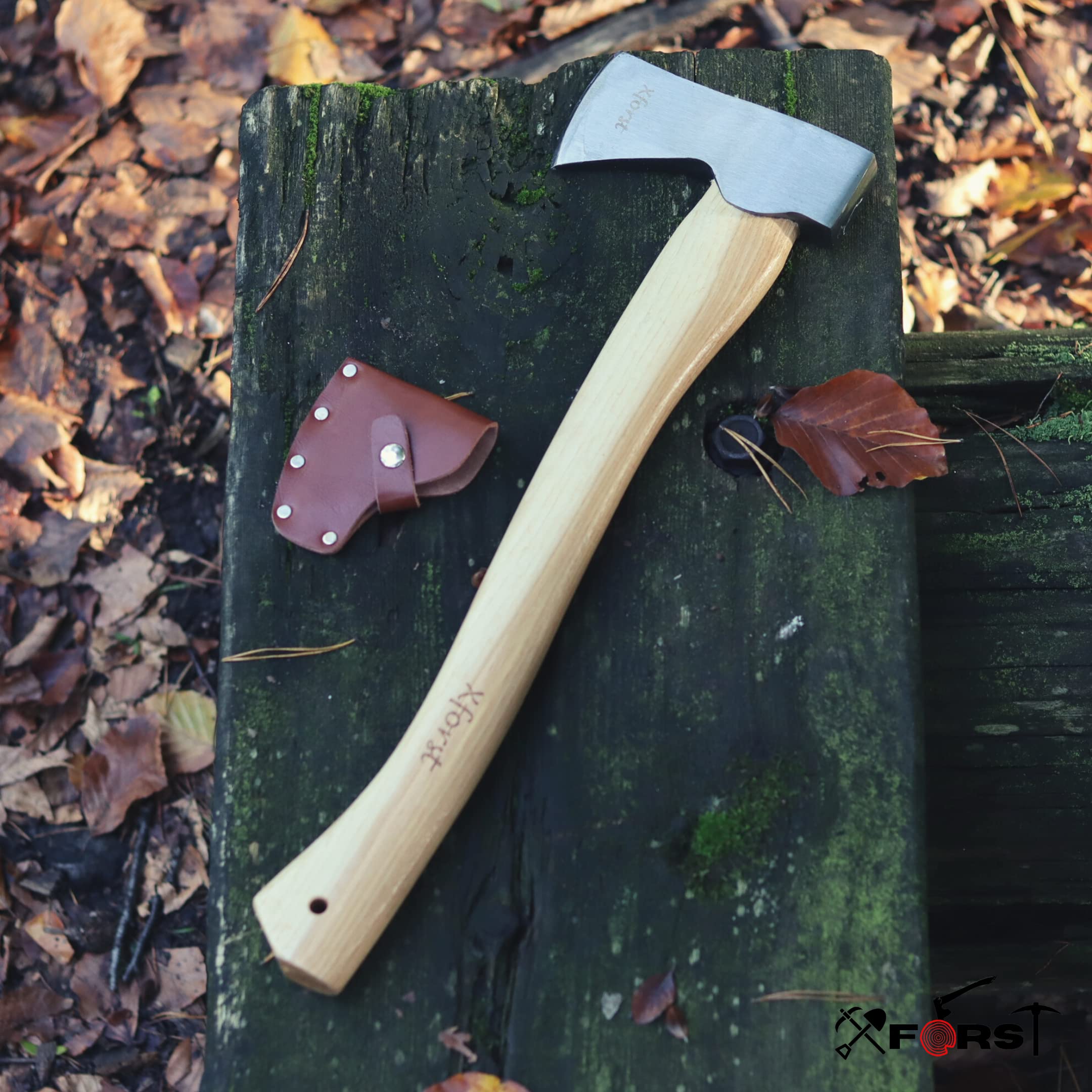 Xforst Hache X-AG3 Forestière 50 cm Acier Forgé Manche Bois Hickory 1,15 kg Hache Bois Camping