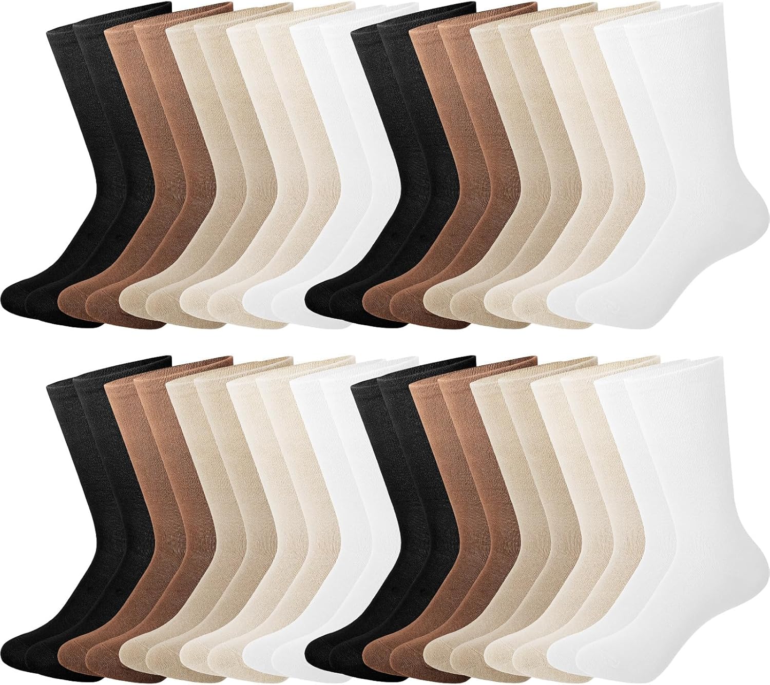 Leumoi 20 Pairs Womens Socks Solid Color Crew Socks Assorted Colors Lightweight Soft Ankle Cotton Socks for Womens, 5 Colors