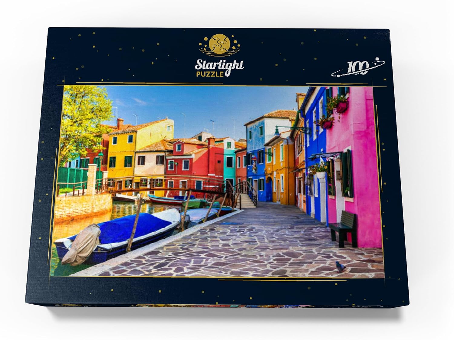 MyPuzzle The Most Colorful Traditional Fishing Town (Village) Burano - Island Near Venice. Italy - Travel and Landmarks - Premium 100 Piece Jigsaw Puzzle for Adults