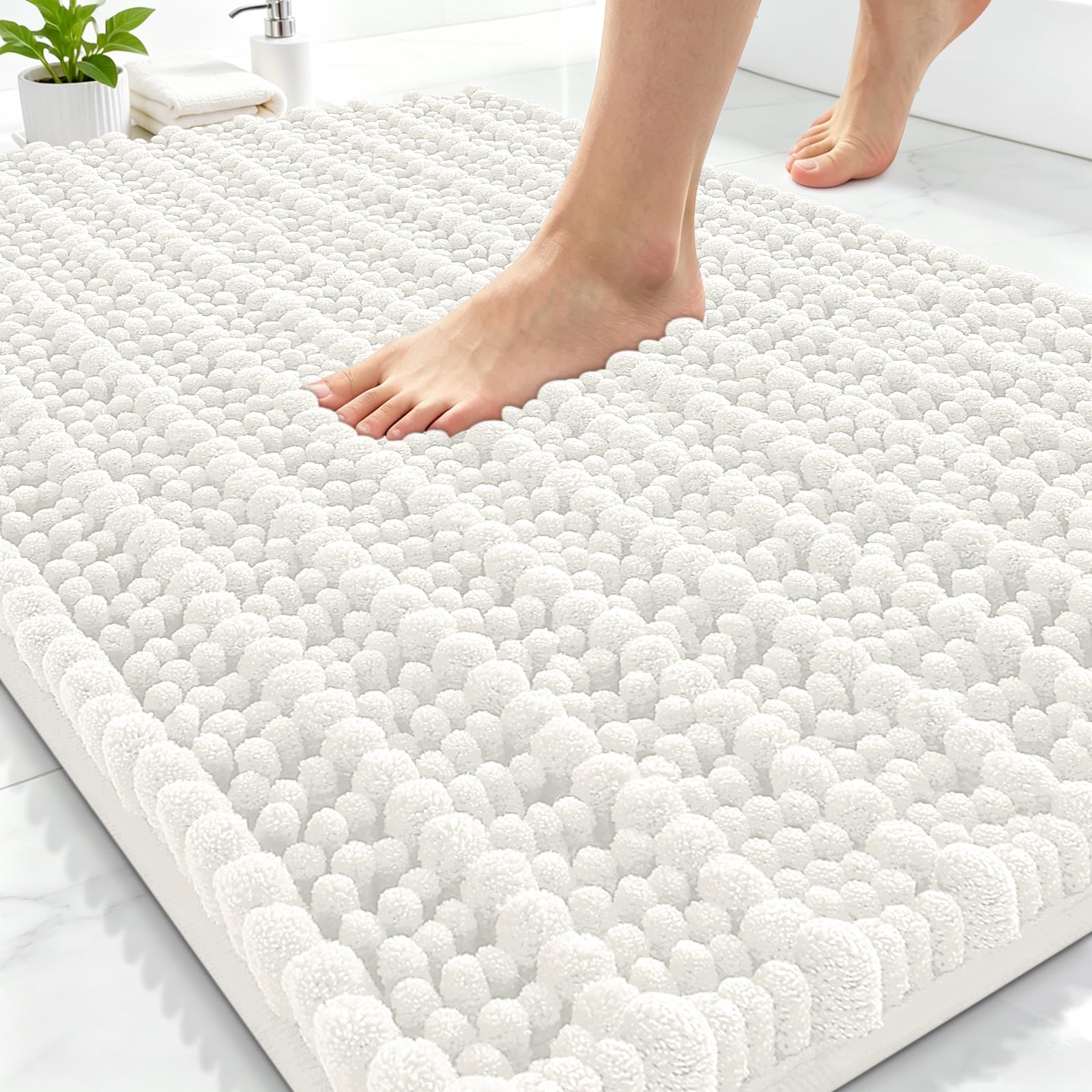 Smiry Bathroom Rugs 30X20, Extra Soft Rubber Backing Chenille Bath Mats