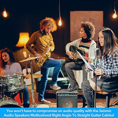 Miniatura 6 de Seismic Audio Cables de guitarra para altavoces, cables de guitarra de ángulo recto a recto, multicolor, 10 pies, paquete de 6