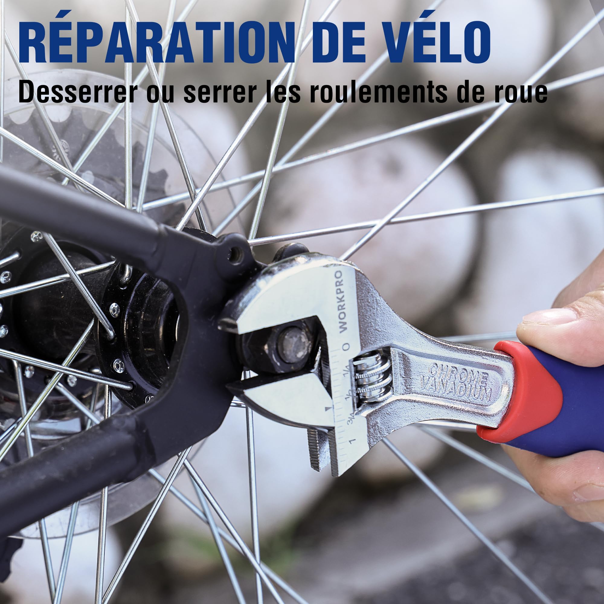 WOKRPRO Jeu de Clés à Molette en Cr-V 150, 200, 250 mm avec Grande Ouverture 19, 24, 28mm 3 Pièces