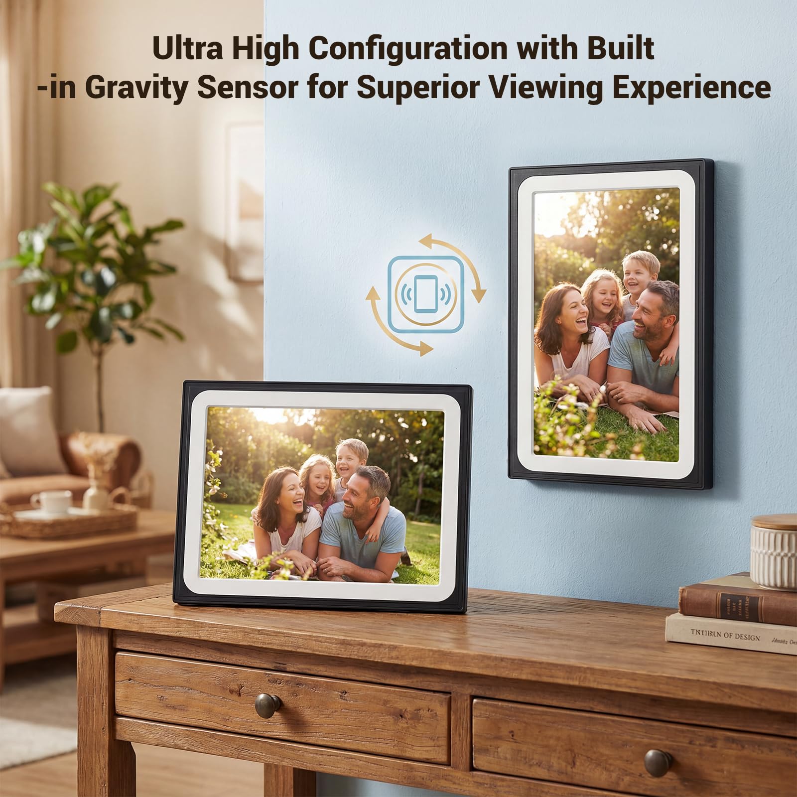 Marco de fotos digital de 10.1 pulgadas, pantalla táctil HD, marco de fotos digital habilitado para WiFi, almacenamiento de 16 GB, rotación automática, uso compartido instantáneo a través de