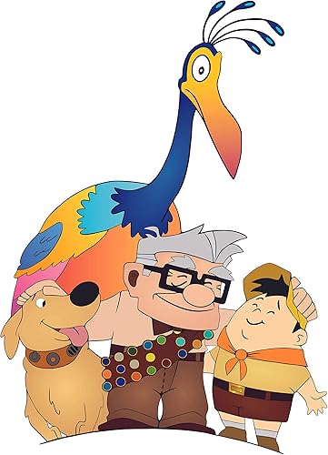 Movie Up - Calcomanía de vinilo para pared, diseño de figura completa de personajes de pie para una familia, Carl Fredricksen the Old Guy, Russell