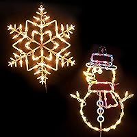 Vista 1 de Christmas Window Decorations Lighted, 2 Pack 16" Plug-in Christmas Window Silhouette Lights for Christmas Holiday Indoor Wall Decorations