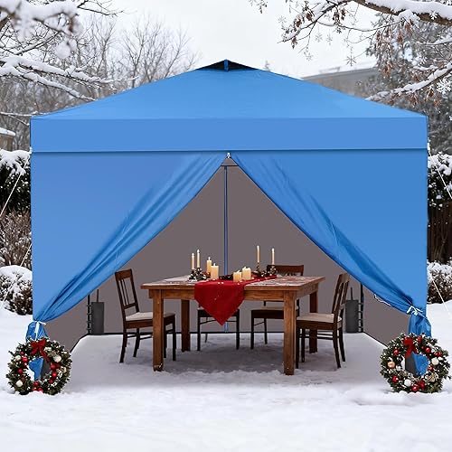 Miniatura 9 de GDY Tienda de campaña desplegable de 12 x 12 pulgadas con 4 paredes laterales, kioscos de playa con revestimiento plateado fácil de instalar, carpas